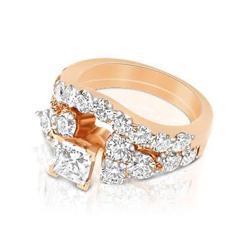 2.90-4.05 CT Princess & Round Cut Natural Diamonds - Bridal Set