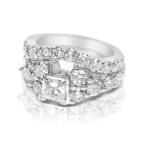 2.90-4.05 CT Round & Princess Cut Diamonds - Bridal Set - Primestyle.com