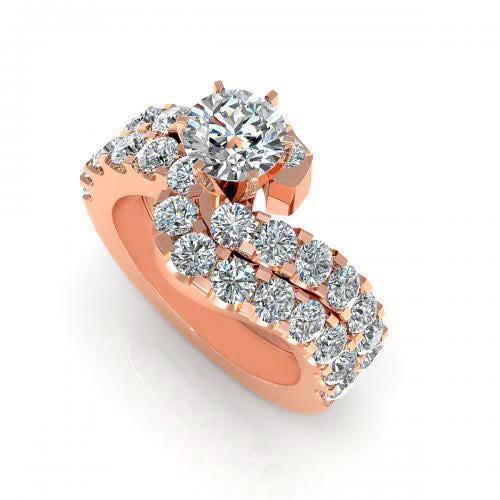 2.95-4.10 CT Round Cut Natural Diamonds - Bridal Set