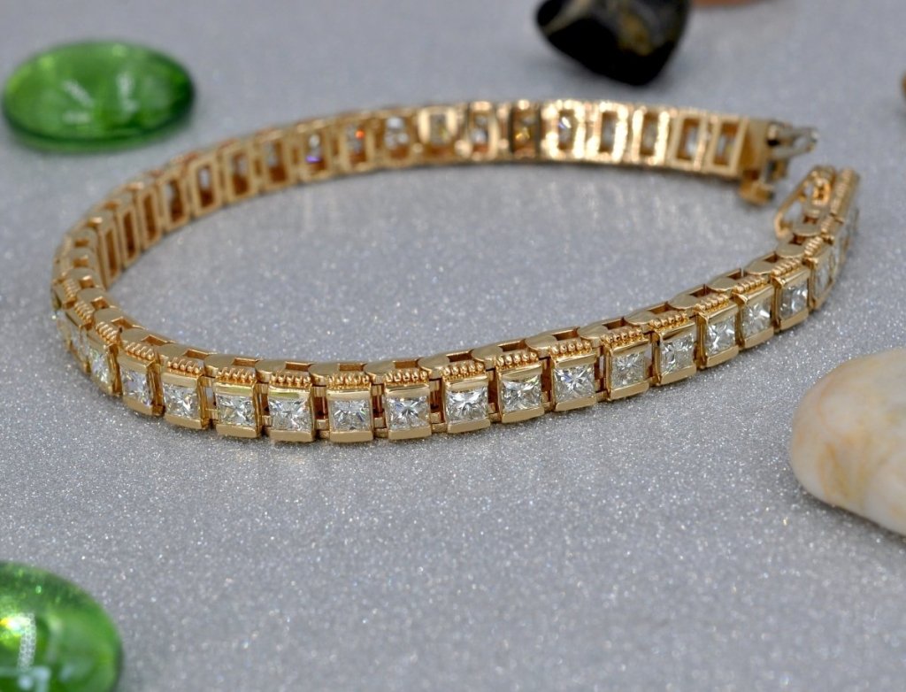 3.00 - 10.80 CT Princess Cut Diamonds - Tennis Bracelet - Primestyle.com