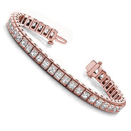 3.00-10.80 CT Princess Cut Diamonds - Tennis Bracelet - Primestyle.com