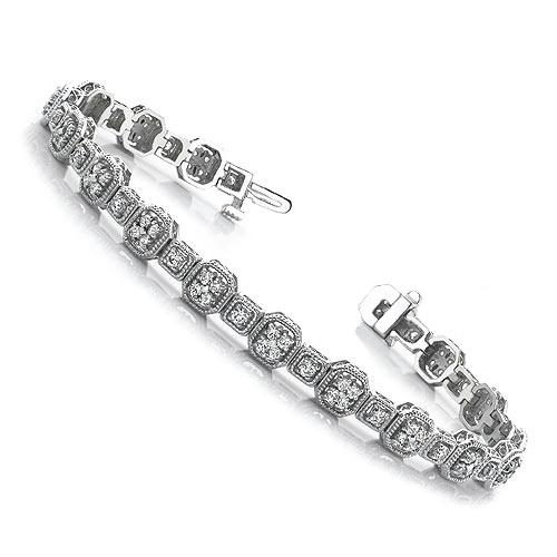 3.00 - 3.00 CT Round Cut Diamonds - Tennis Bracelet - Primestyle.com