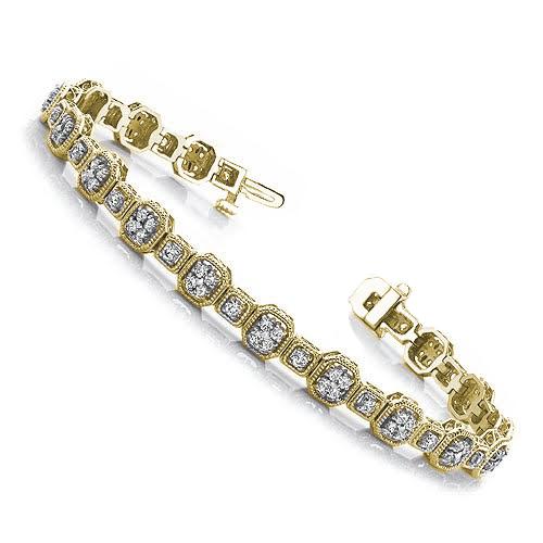 3.00-3.00 CT Round Cut Diamonds - Tennis Bracelet