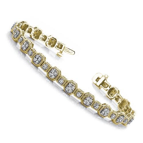 3.00-3.00 CT Round Cut Diamonds - Tennis Bracelet - Primestyle.com