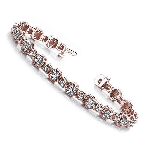 3.00-3.00 CT Round Cut Diamonds - Tennis Bracelet
