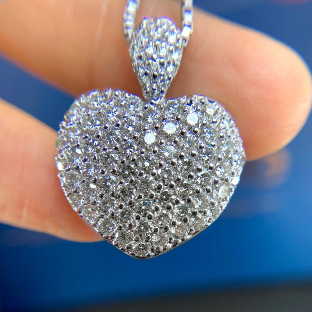 3.00 CT Round Cut Natural Diamonds - Heart Pendants - Primestyle.com