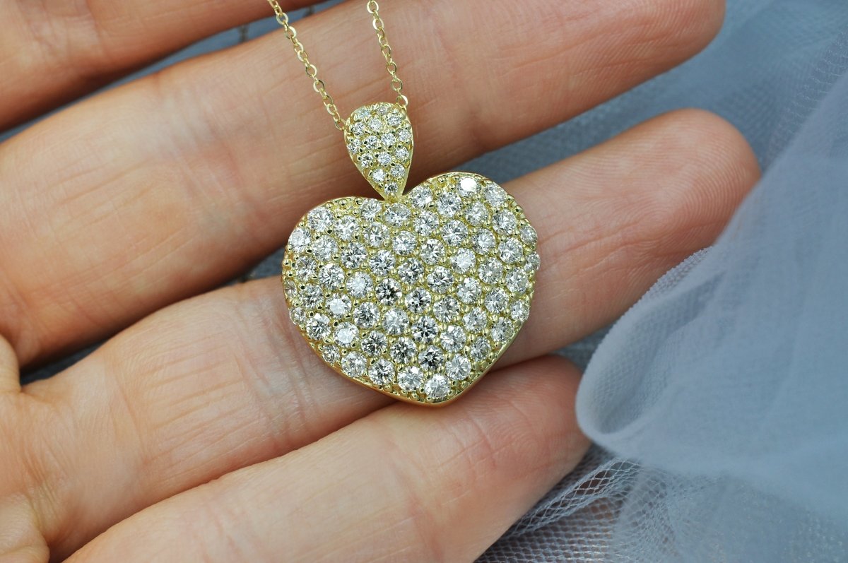 3.00 CT Round Cut Diamonds - Heart Pendant - Primestyle.com