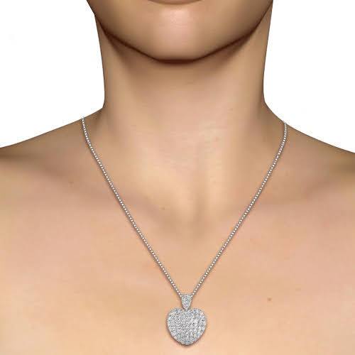 3.00 CT Round Cut Natural Diamonds - Heart Pendants