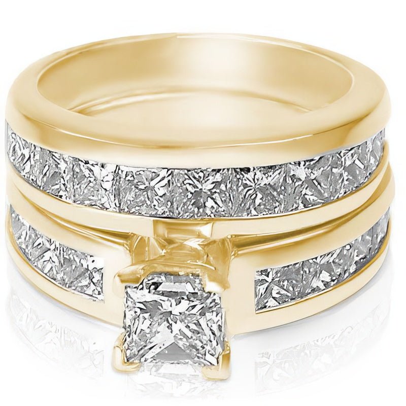 3.20-4.35 CT Princess Cut Diamonds - Bridal Set - Primestyle.com