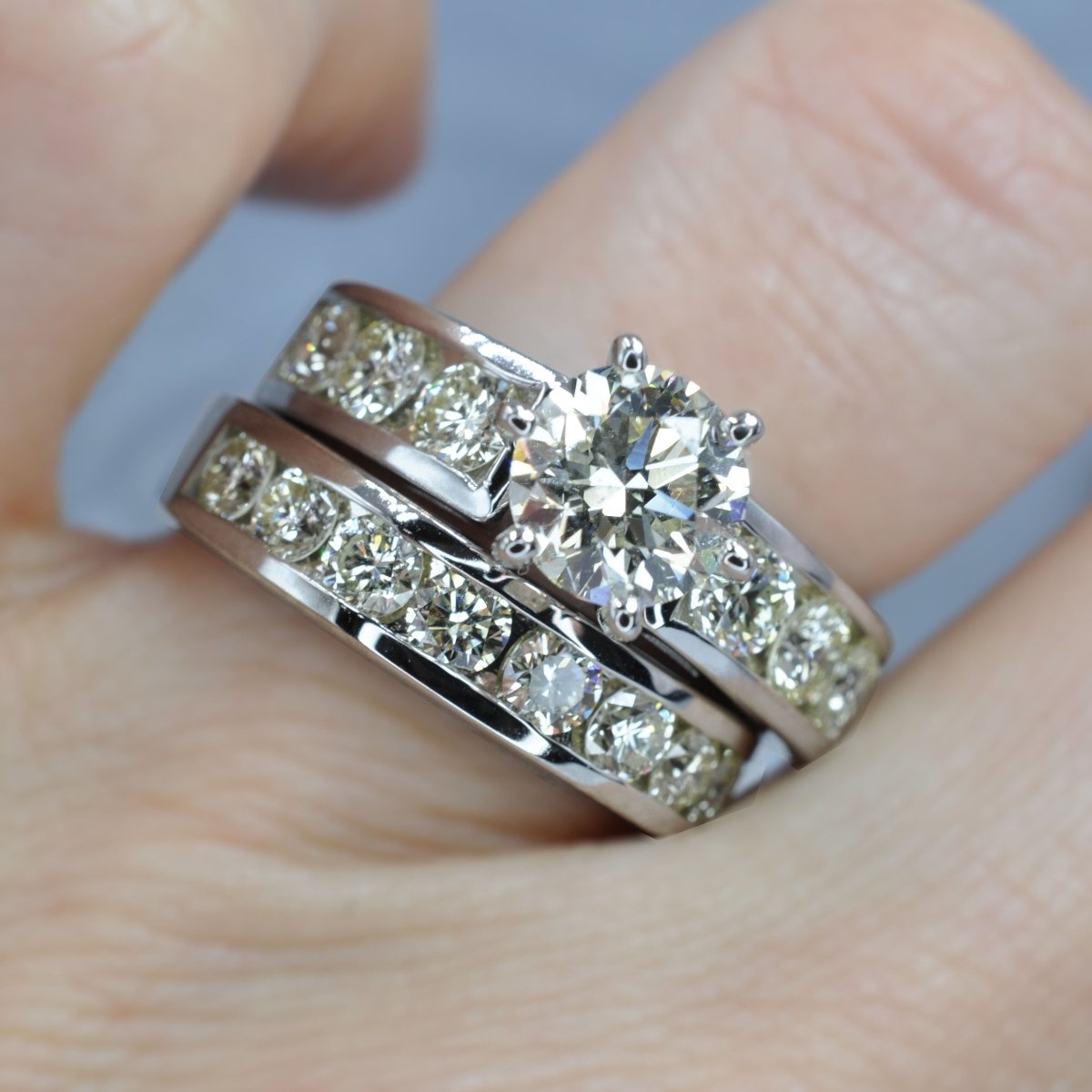 3.20-4.35 CT Round Cut Diamonds - Bridal Set - Primestyle.com