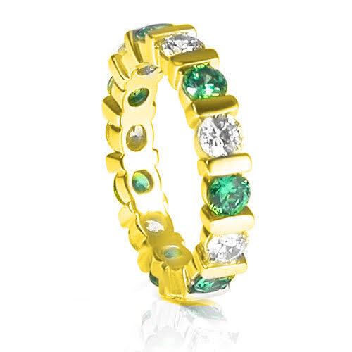 3.20 CT Round Cut Green Emeralds & Diamonds - Eternity Ring - Primestyle.com