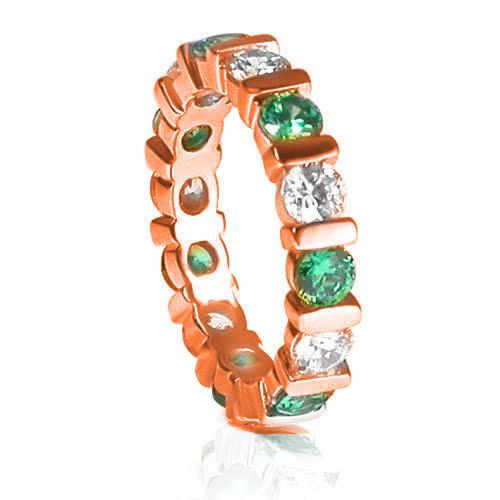 3.20 CT Round Cut Green Emeralds & Diamonds - Eternity Ring - Primestyle.com