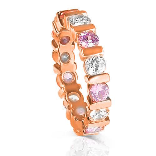 3.20 CT Round Cut Pink Sapphires &amp; Diamonds - Eternity Ring - Primestyle.com