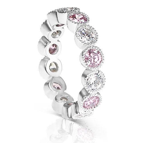 3.20 CT Round Cut Pink Sapphires & Diamonds - Eternity Ring - Primestyle.com