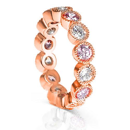 3.20 CT Round Cut Pink Sapphires & Diamonds - Eternity Ring - Primestyle.com