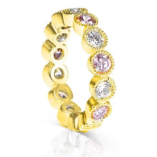 3.20 CT Round Cut Pink Sapphires & Diamonds - Eternity Ring - Primestyle.com
