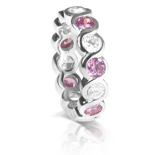 3.20 CT Round Cut Pink Sapphires & Diamonds - Eternity Ring - Primestyle.com