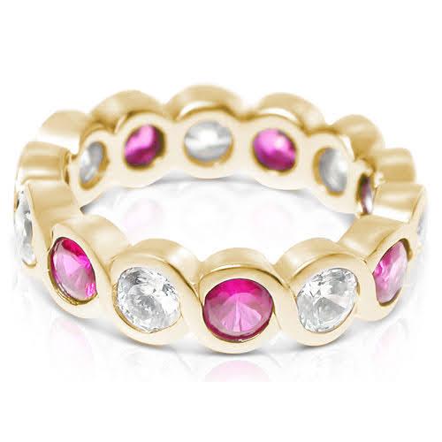 3.20 CT Round Cut Rubies & Diamonds - Eternity Ring - Primestyle.com