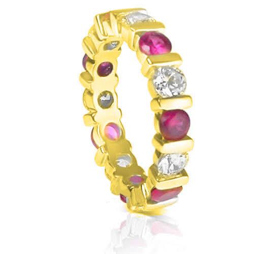 3.20 CT Round Cut Rubies & Diamonds - Eternity Ring - Primestyle.com