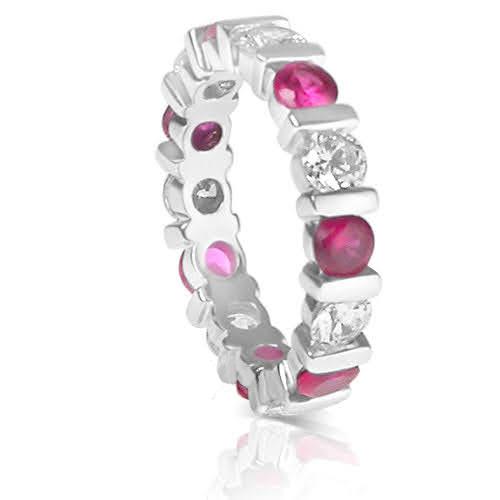 3.20 CT Round Cut Rubies & Diamonds - Eternity Ring - Primestyle.com