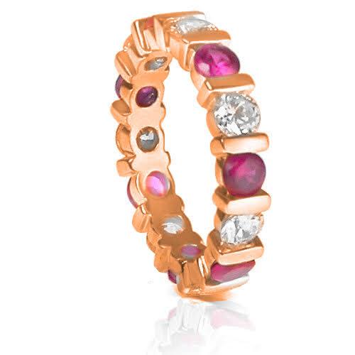 3.20 CT Round Cut Rubies & Diamonds - Eternity Ring - Primestyle.com