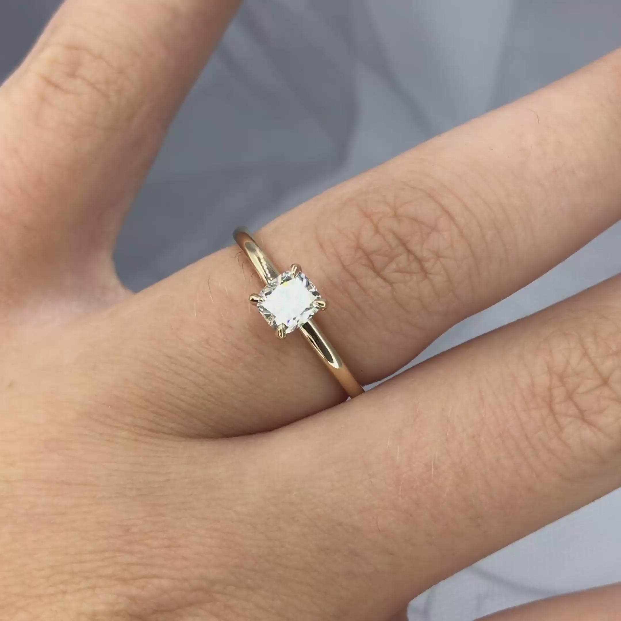 Prestige 0.55CT Cushion Cut Diamond Solitaire Ring in 14KT Yellow Gold