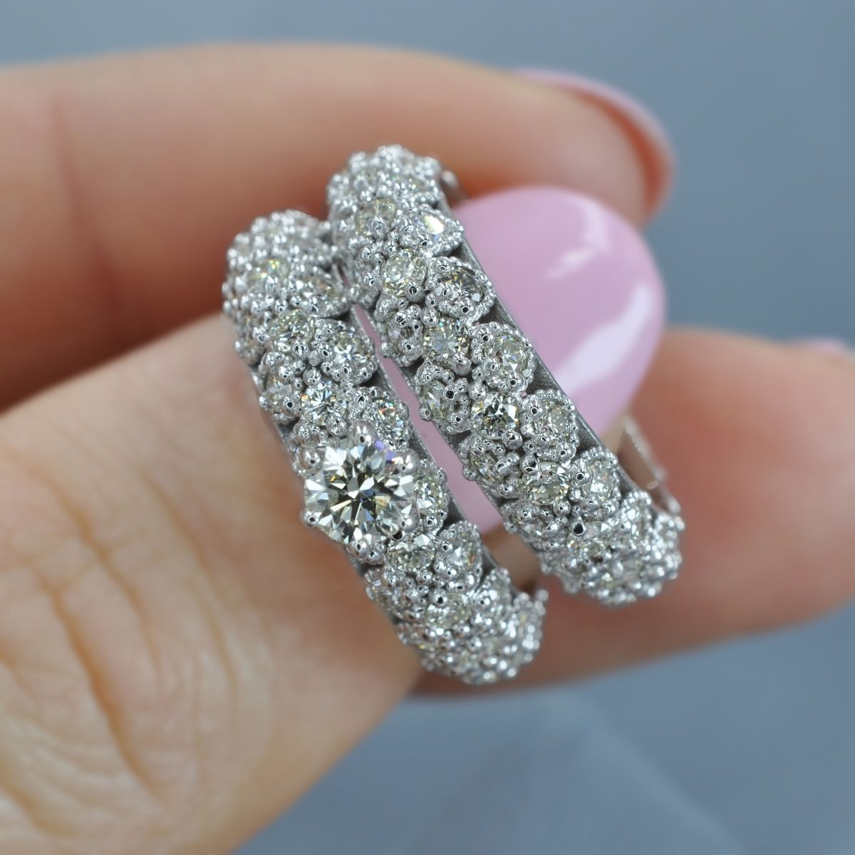 3.35-4.50 CT Round Cut Diamonds - Bridal Set - Primestyle.com