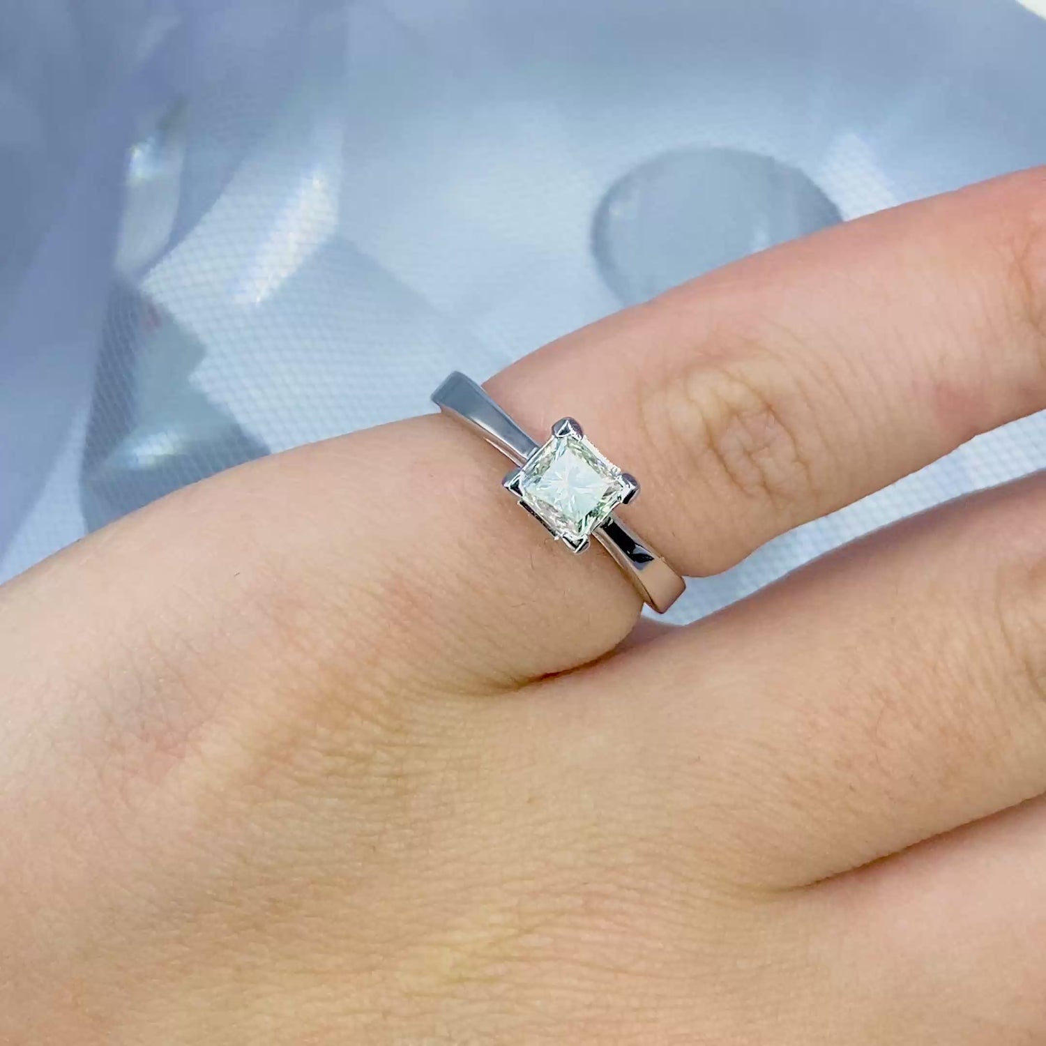 Special 0.80 CT Princess Cut Diamond Solitaire Ring in 14KT White Gold