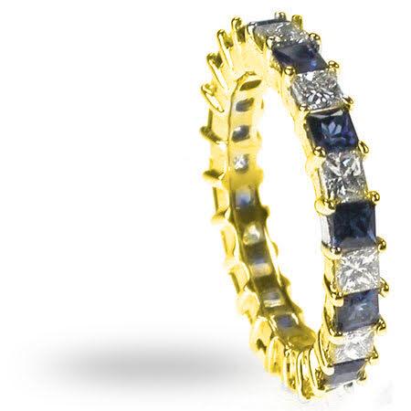 3.40 CT Princess Cut Natural Diamonds - Eternity Rings