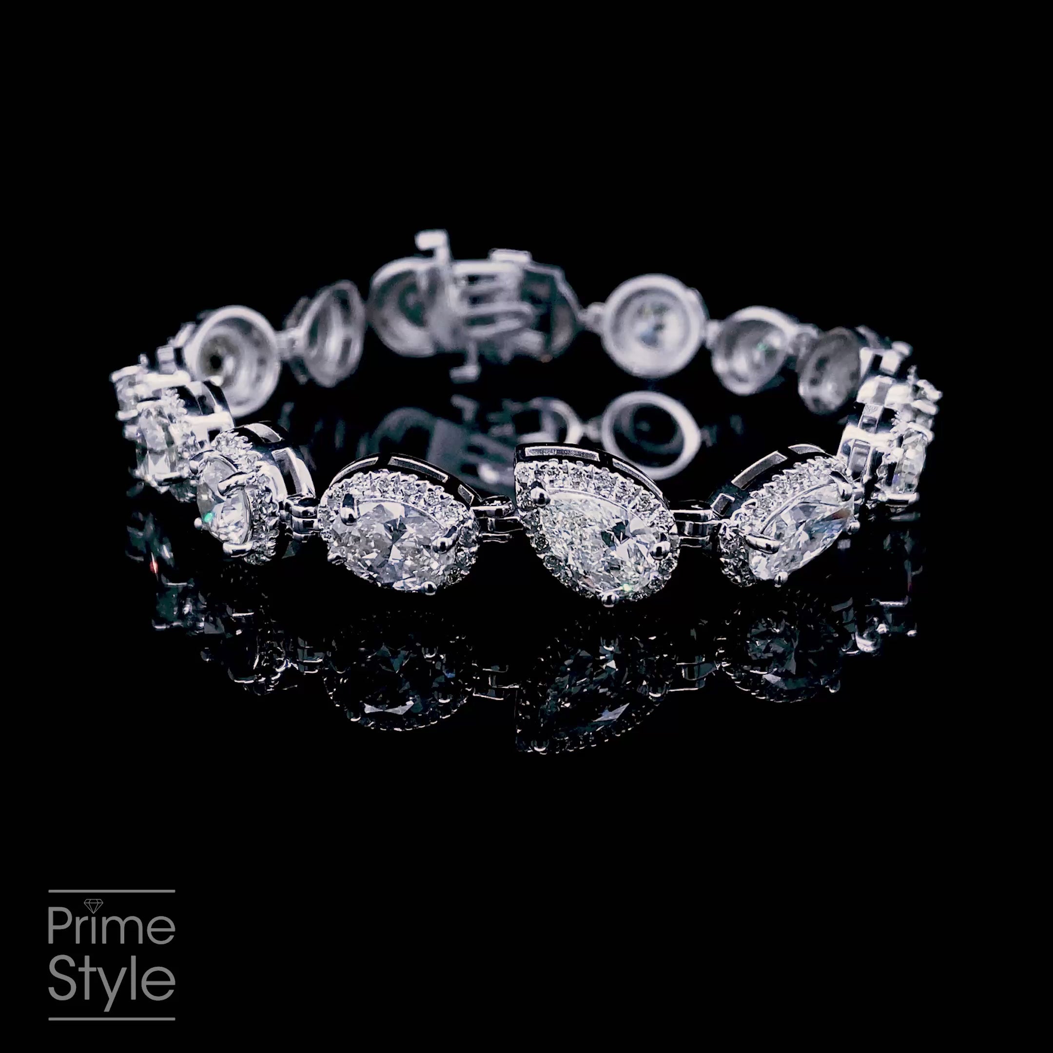 Certified 17.30CT Round, Pear, and Oval cut Diamond Bracelet in 18KT White Gold