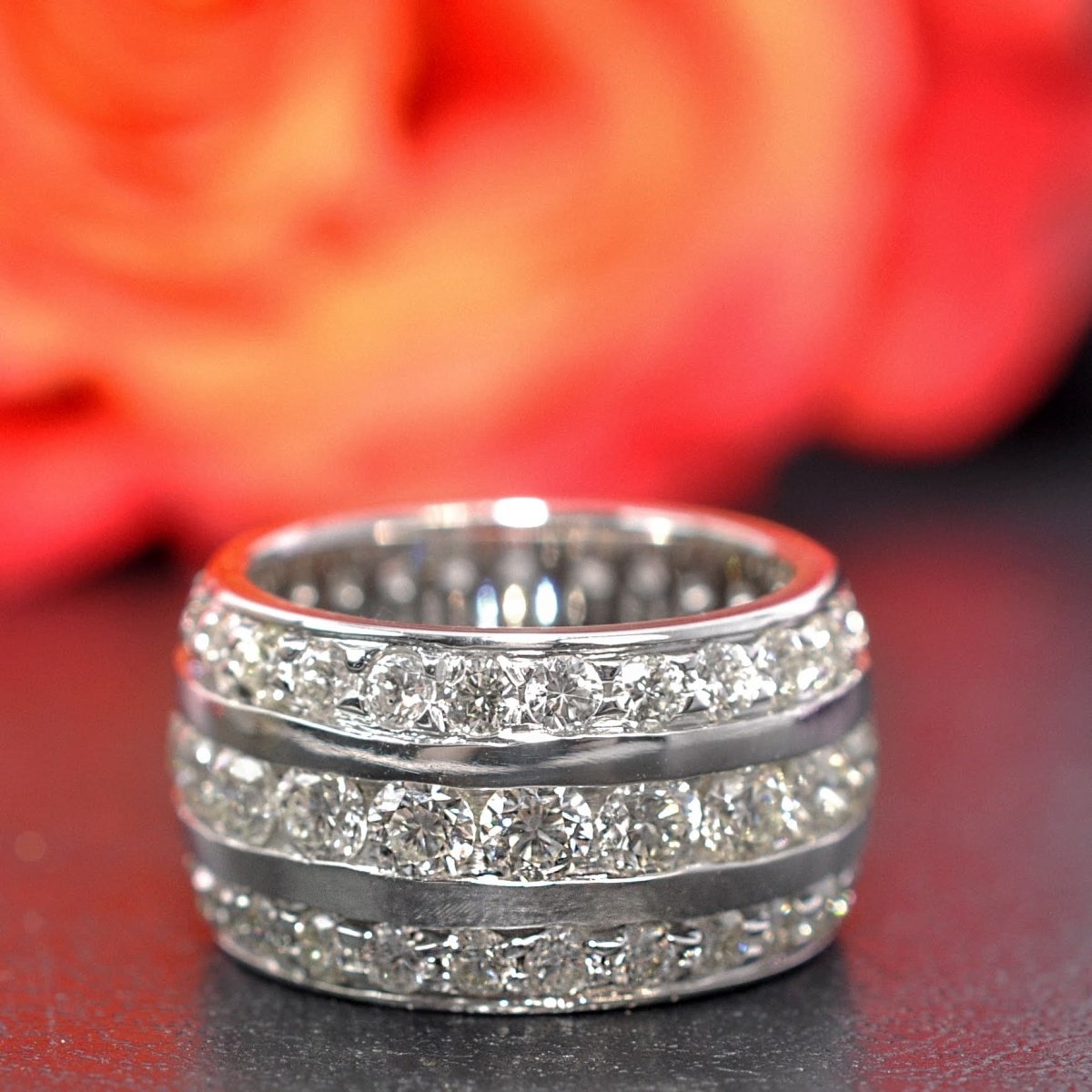 4.00-6.00 CT Round Cut Natural Diamonds - Eternity Rings
