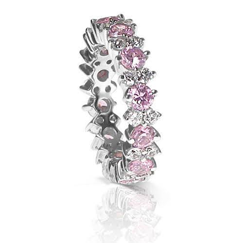 4.00 CT Round Cut Pink Sapphires & Diamonds - Eternity Ring - Primestyle.com