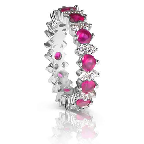 4.00 CT Round Cut Rubies & Diamonds - Eternity Ring - Primestyle.com