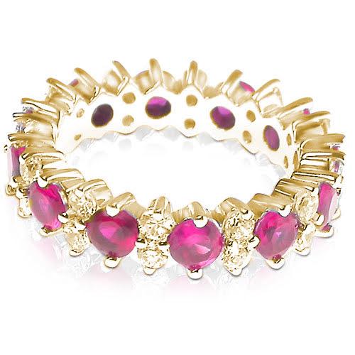 4.00 CT Round Cut Rubies & Diamonds - Eternity Ring - Primestyle.com