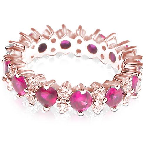 4.00 CT Round Cut Rubies & Diamonds - Eternity Ring - Primestyle.com