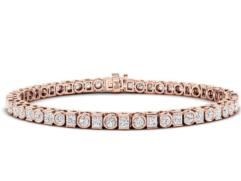 4.05-7.50 CT Princess &amp; Round Cut Lab Grown Diamonds - Tennis Bracelet - Primestyle.com