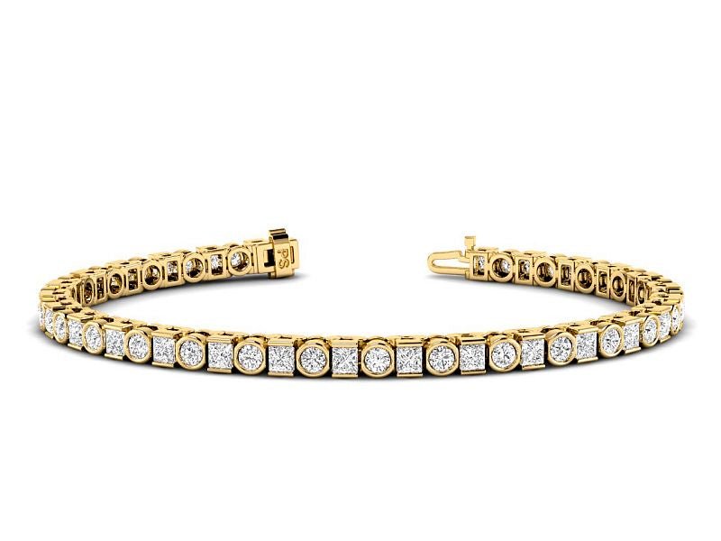 4.05-7.50 CT Princess &amp; Round Cut Lab Grown Diamonds - Tennis Bracelet - Primestyle.com