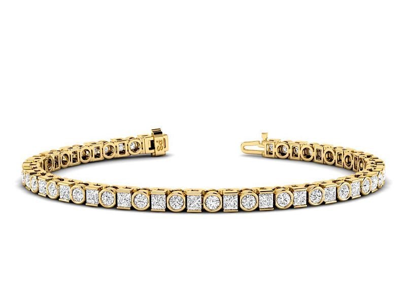 4.05 - 7.50 CT Princess & Round Cut Lab Grown Diamonds - Tennis Bracelet - Primestyle.com