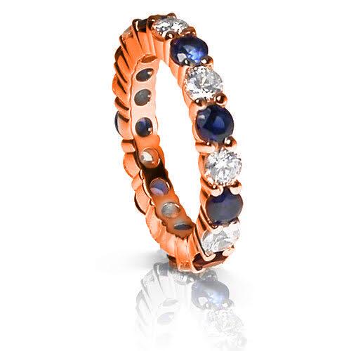 4.10 CT Round Cut Blue Sapphires & Diamonds - Eternity Ring - Primestyle.com