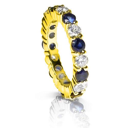 4.10 CT Round Cut Blue Sapphires &amp; Diamonds - Eternity Ring - Primestyle.com