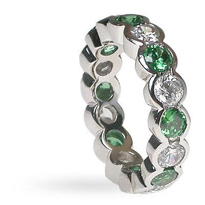 4.10 CT Round Cut Green Emeralds & Diamonds - Eternity Ring - Primestyle.com