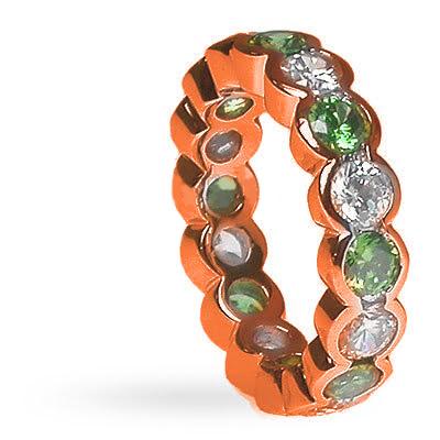 4.10 CT Round Cut Green Emeralds & Diamonds - Eternity Ring - Primestyle.com