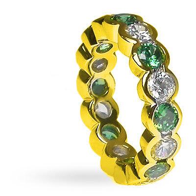 4.10 CT Round Cut Green Emeralds & Diamonds - Eternity Ring - Primestyle.com