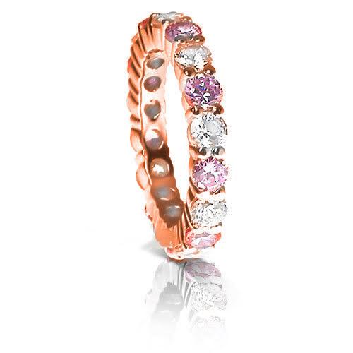 4.10 CT Round Cut Pink Sapphires & Diamonds - Eternity Ring - Primestyle.com