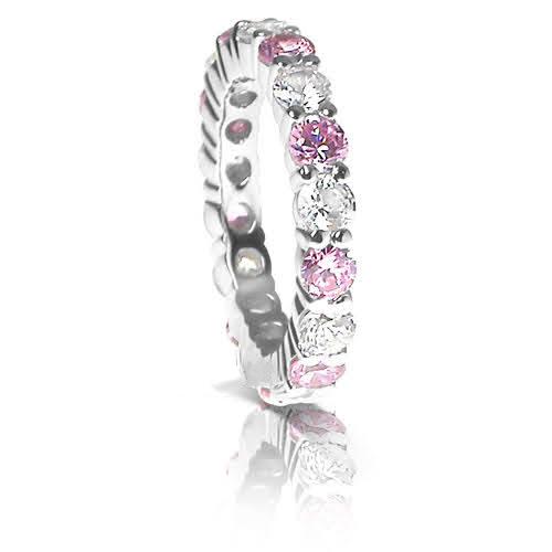 4.10 CT Round Cut Pink Sapphires & Diamonds - Eternity Ring - Primestyle.com