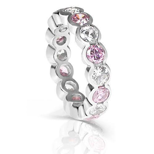 4.10 CT Round Cut Pink Sapphires & Diamonds - Eternity Ring - Primestyle.com