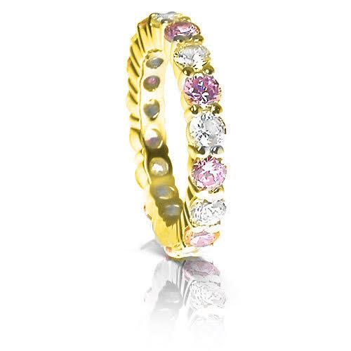 4.10 CT Round Cut Pink Sapphires & Diamonds - Eternity Ring - Primestyle.com