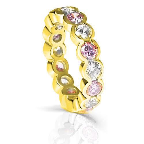 4.10 CT Round Cut Pink Sapphires & Diamonds - Eternity Ring - Primestyle.com