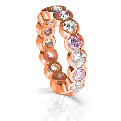 4.10 CT Round Cut Pink Sapphires & Diamonds - Eternity Ring - Primestyle.com