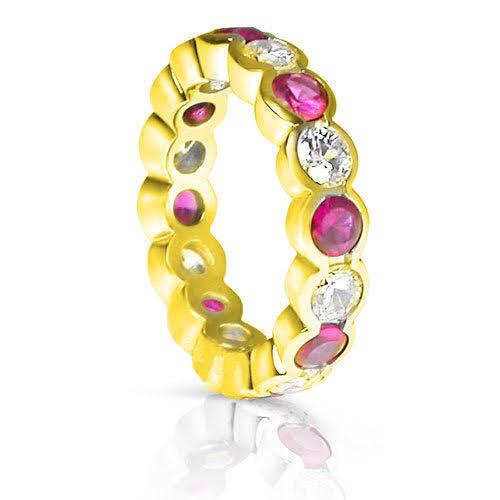 4.10 CT Round Cut Rubies & Diamonds - Eternity Ring - Primestyle.com